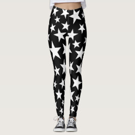 Legging  Stylish Elegant Black & White Stars 