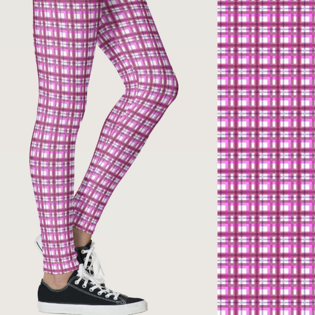Legging Stylish pink plaid geometric patterned (Criador carregado)