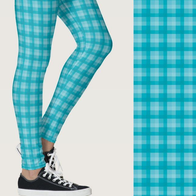 Legging Stylish teal plaid geometric patterned (Criador carregado)
