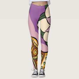 Legging Stylized Axe and Flower Design