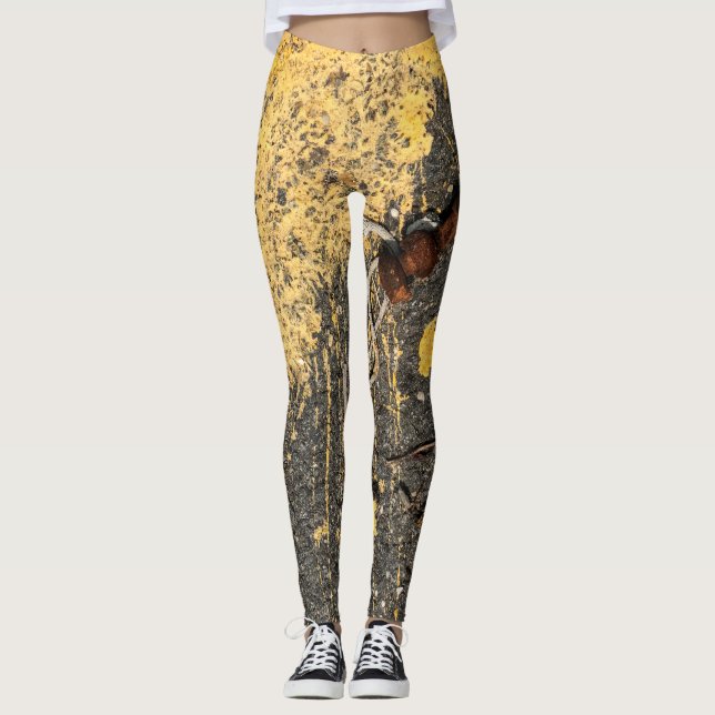 Legging Sucatas amarelas da pintura e do ferro (Frente)