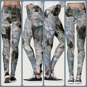 Legging Succults Azul-prateado botânico