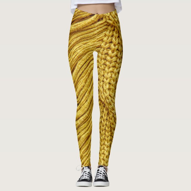 Legging Suéter Amarelo Cozy: Fundo Texturizado (Frente)