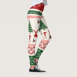 Legging Suéter Feio de Natal Padrão Rena Nórdica