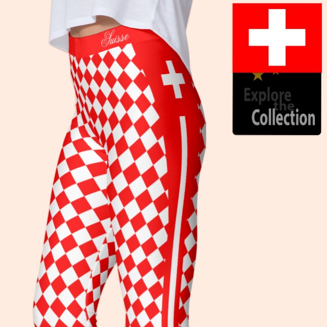 Legging Suiças, moda premium, Bandeira Suíça (Criador carregado)