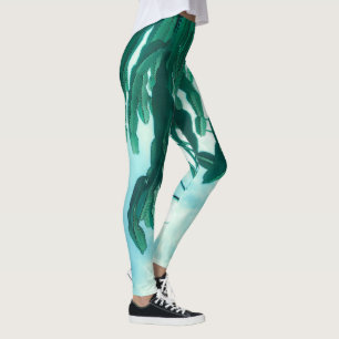 Legging Summer Vibes Palm Tree Cactus Pale Green