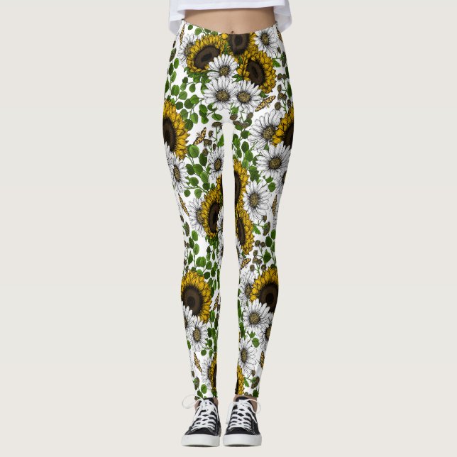 Legging Sunflowers and daisies, summer garden 3 (Frente)