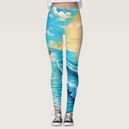 Legging Sunlit Beach Waves Design
