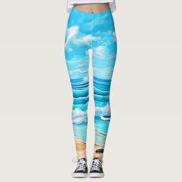 Legging Sunny Beach Waves Design