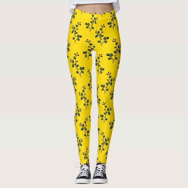 Legging Sunny Twigs, Um Padrão Invisível De Verão (Frente)