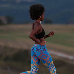 Legging Sunrise sobre Blue Sky Royal Damask