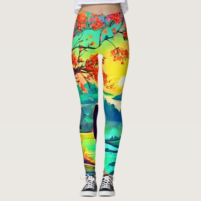 Legging Sunset Dreamer perto do rio (Frente)