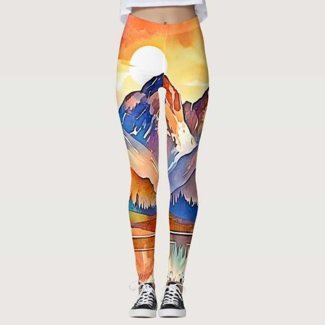 Legging Sunset Mountain Art Design (Frente)
