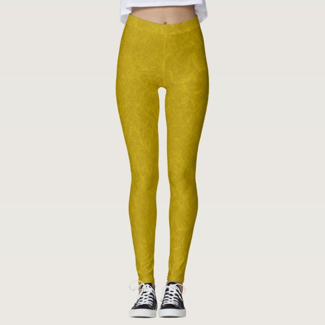 Legging Superfície amarela texturizada com padrão giratóri (Frente)