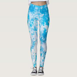 Legging Superfície do planeta de gelo azul e branco