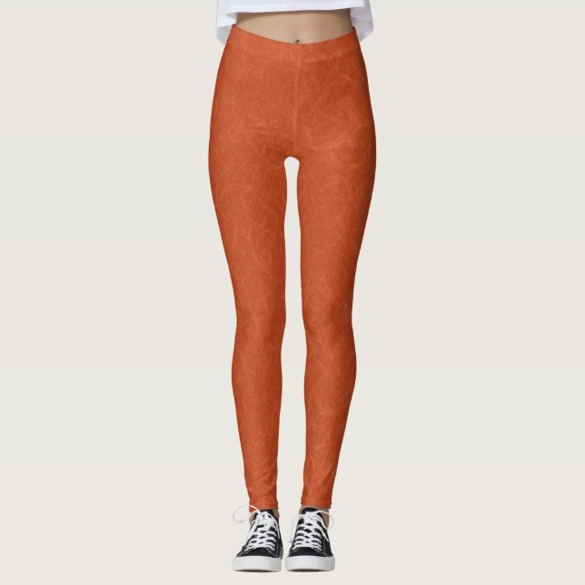 Legging Superfície texturizada laranja com padrão espiral (Frente)