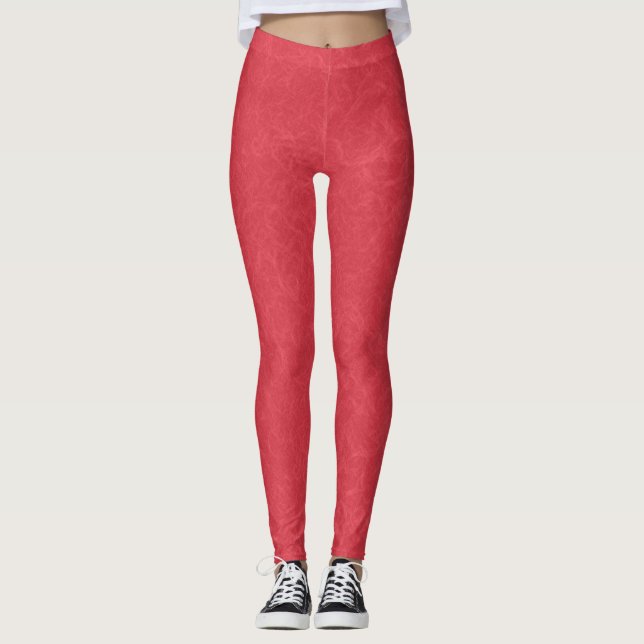Legging Superfície texturizada vermelha com padrão sutil o (Frente)