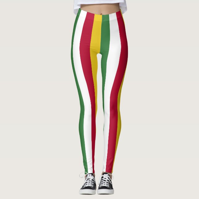 Legging Suriname - Cores de Bandeiras Nacionais Verticais (Frente)