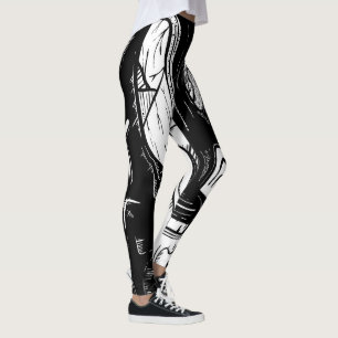 Legging surrealista preto e branco