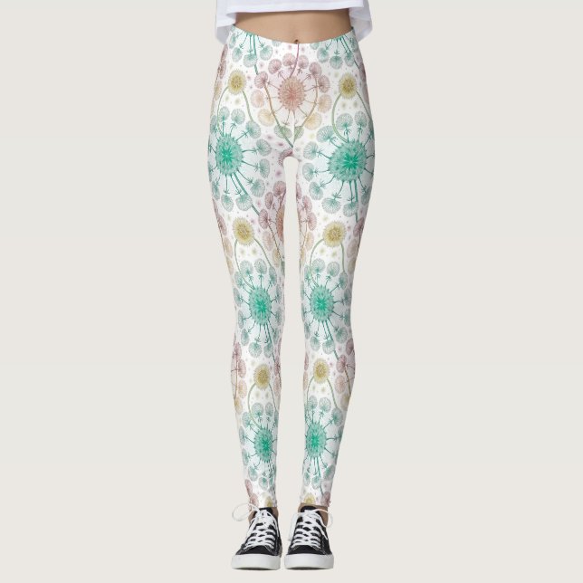 Legging Suspiro de Dandelion Whimsical - Botânica Pastel (Frente)