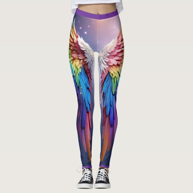 Legging "Sussurros Celestiais: Anja Arco-Íris Hyper-Realis (Frente)