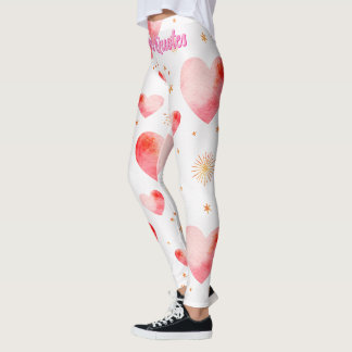 Legging Sweet Valentine Heart Pattern with Golden Glitter