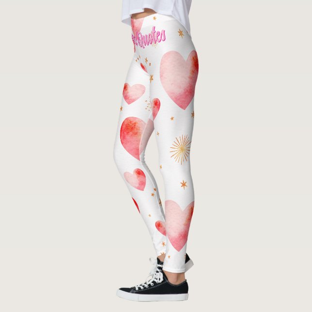 Legging Sweet Valentine Heart Pattern with Golden Glitter (Esquerda)