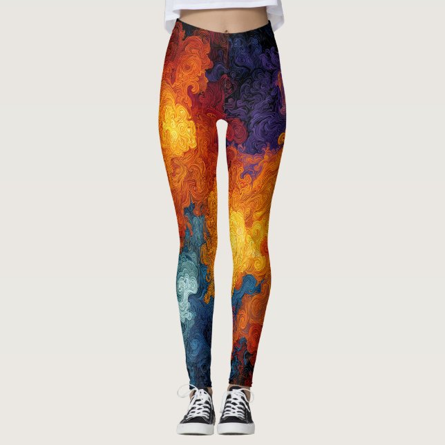 Legging Swirling Elemental Nebula Abstract (Frente)