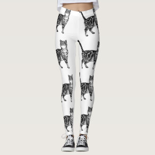 Legging Tabby Cat Pernas Pretas e Brancas