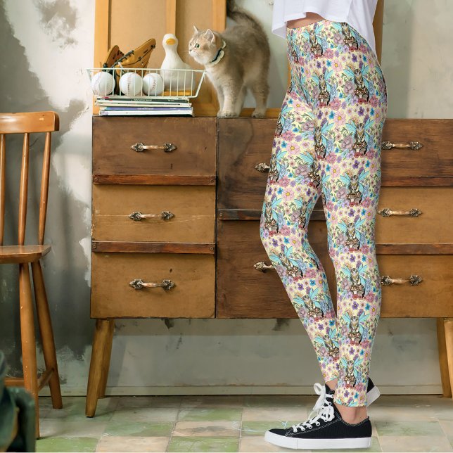 Legging Tablet Fairy Cat Mushroom Floral (Criador carregado)