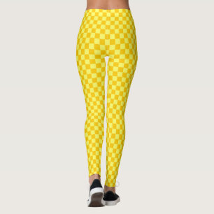 Legging Tabuleiro de damas amarelo da combinação por