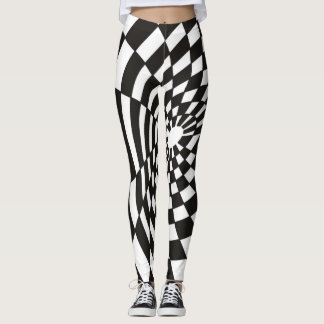 Legging Tabuleiro de damas entortado em preto e branco