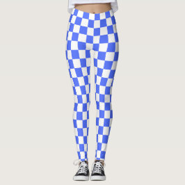Legging Tabuleiro de xadrez azul-claro visual clássico