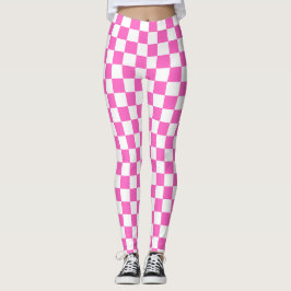 Legging Tabuleiro de xadrez rosa visual clássico