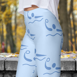 Legging Tabuleiro Difundido Azul Mulheres Aquáticas Padrão