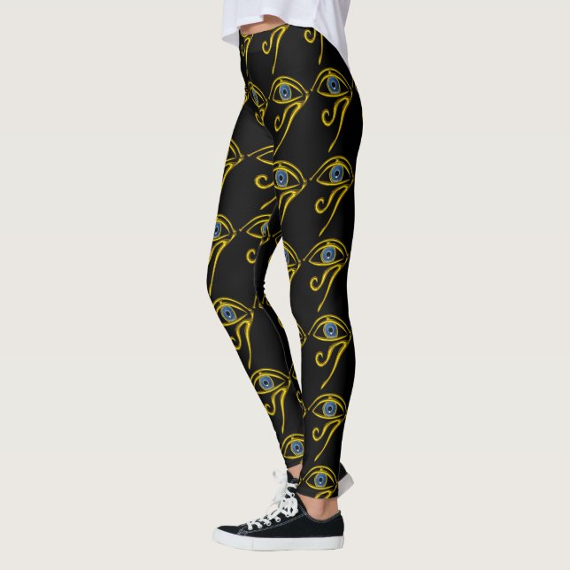 Legging TALISMAN AZUL, PADRÃO Preto Dourado OLHO HORUS (Esquerda)