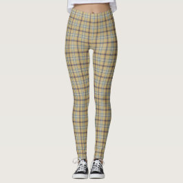 Legging Tan and Wedgewood Blue Plaid