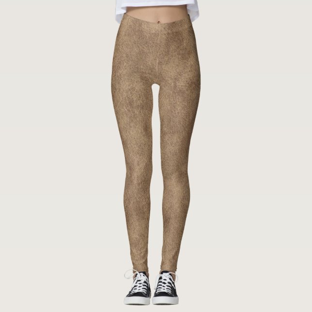 Legging Tan e Brown Faux Leather (Frente)