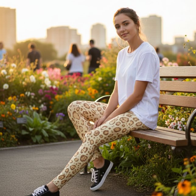 Legging Tan Leopard Print - Soft Cheetah Animal Print (Criador carregado)