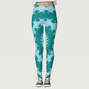 Legging Tanager Turquesa e Azul Teal Lua Crescente Couve