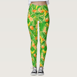Legging Tangerinas, bananas e folhas tropicais