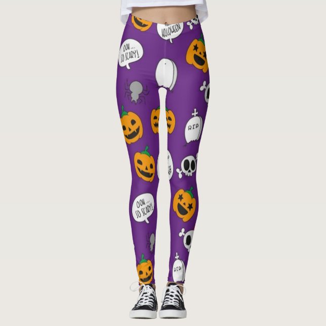 Legging Tão assustador Feliz Halloween (Frente)