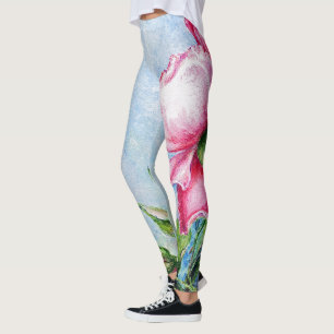 Legging Tão Selvagem Quanto Uma Rosa Vermelha Floral Aquar