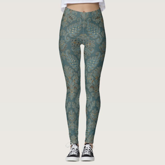 Legging tapeçaria de textura medieval têxtil (Frente)