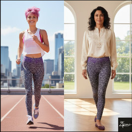 Legging Tapeçaria Floral Damask Ombre Cinza Roxo