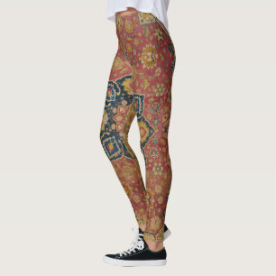Legging Tapete Persa Asiático Kashan em Ouro Vermelho