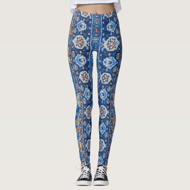 Legging Tapete Persa Turco Azul Oriental Antigo (Frente)