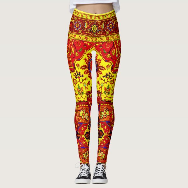 Legging TAPETE PERSA - Vermelho & Amarelo (Frente)