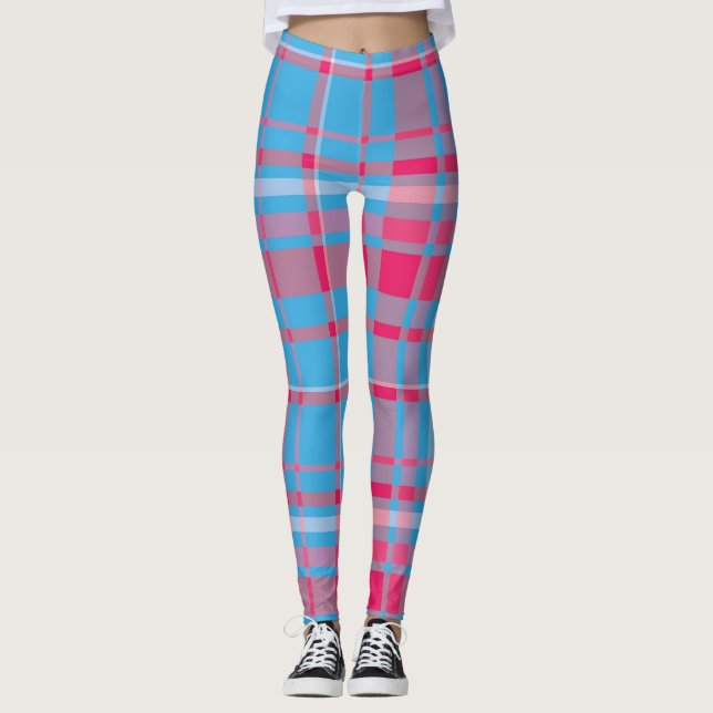 Legging Tartan azul e vermelho (Frente)