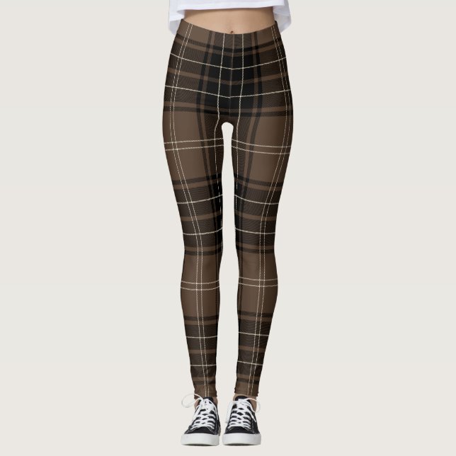 Legging Tartan castanho xadrez (Frente)
